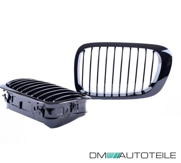 Set Sport Kühlergrill Einzelsteg Performance schwarz glanz passt für BMW 3er E46 Coupe Cabriolet Baujahr 1999-2003