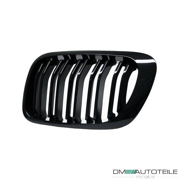 2x Kühlergrill Schwarz Glanz Doppelsteg SET passt für BMW 3er E46 Coupe Cabrio 99-03 SPORT