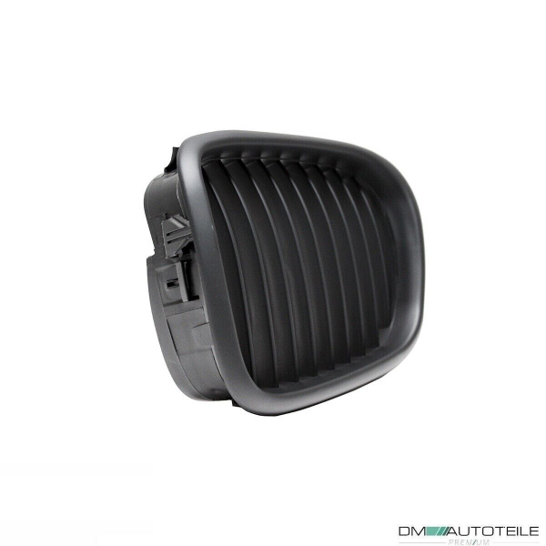 2x Grill Kühlergrill Schwarz Seidenmatt passend für BMW 5er E39 + M M5 95-03