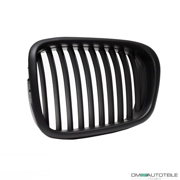 2x Grill Kühlergrill Schwarz Seidenmatt passend für BMW 5er E39 + M M5 95-03