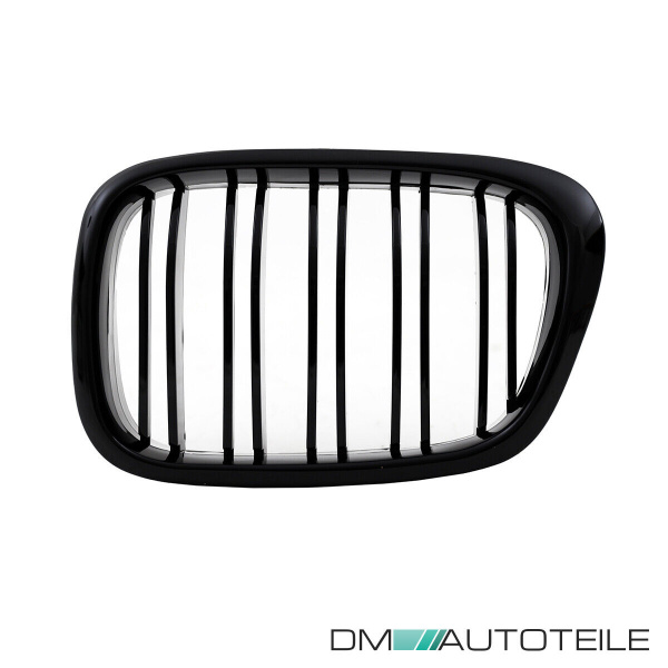 2x Grill Kühlergrill Schwarz Hochglanz Doppelsteg passend für BMW 5er E39 + M M5