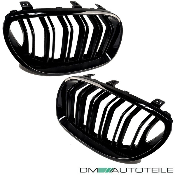 SET Kühlergrill Schwarz Hochglanz Doppelsteg passend für BMW 5er E60 E61 + M M5