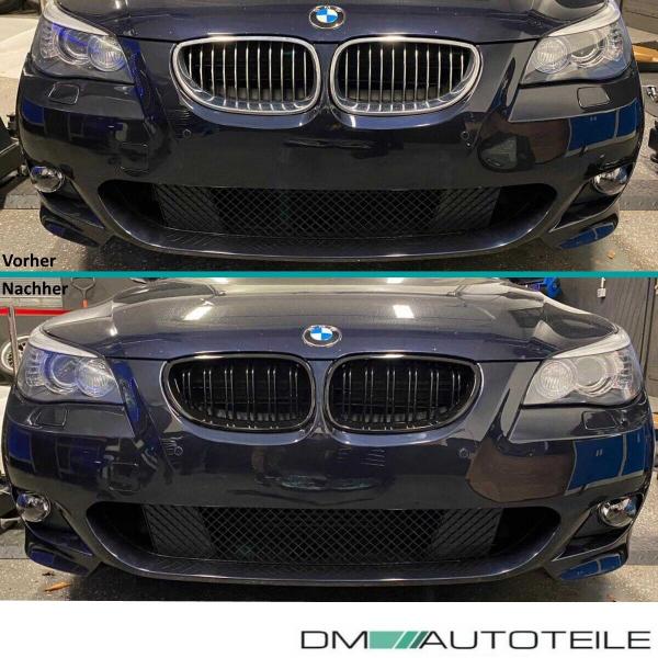 SET Kühlergrill Schwarz Hochglanz Doppelsteg passend für BMW 5er E60 E61 + M M5