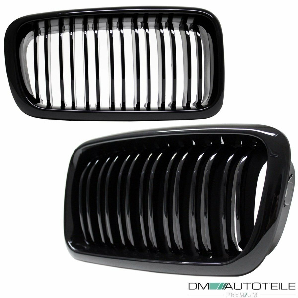 SET Doppelsteg Kühlergrill Schwarz GLANZ Performance passt für BMW 7er E38 94-02