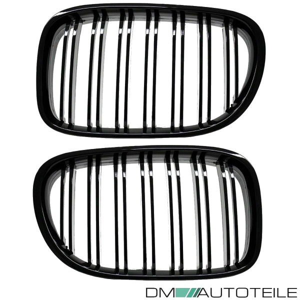 Doppelsteg Kühlergrill Schwarz GLANZ Performance passt für BMW 7er F01 F02 08-15