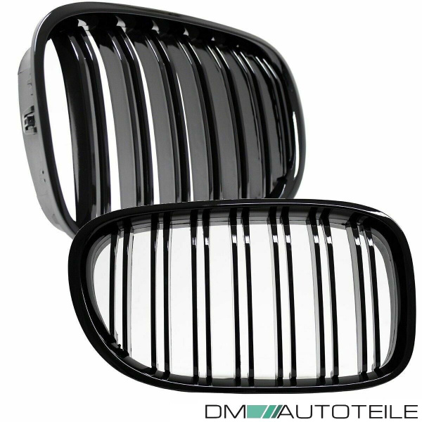 Doppelsteg Kühlergrill Schwarz GLANZ Performance passt für BMW 7er F01 F02 08-15