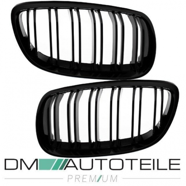 SET Doppelsteg Kühlergrill Schwarz GLANZ passt für BMW 3er E92 E93 06-10 + M M3