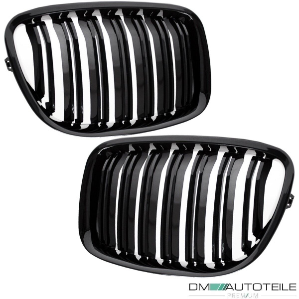 Doppelsteg Kühlergrill Schwarz GLANZ Performance passt für BMW 5er F07 GT 08-17