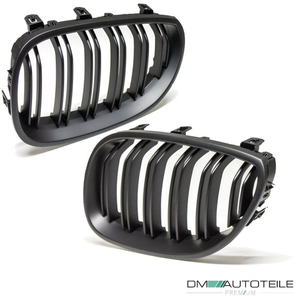 SET Doppelsteg Kühlergrill Schwarz MATT Grill passend für BMW 5er E60 E61 + LCI