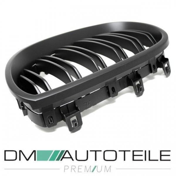 SET Doppelsteg Kühlergrill Schwarz MATT Grill passend für BMW 5er E60 E61 + LCI