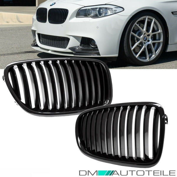 2x Kühlergrill Grill Schwarz Glanz Klavierlack passend für BMW F10 F11 auch M M5