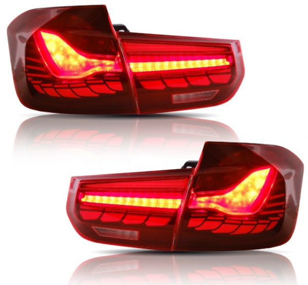 Voll LED Upgrade Design Rückleuchten für BMW 3er F30 Lim.13-18 kirschrot in OLED Technik mit dynamischen Blinker