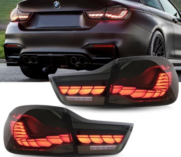 Voll LED Upgrade Design Rückleuchten für BMW 4er F33/F33/F36 13-21 schwarz/rauch in OLED Technik mit dynamischem Blinker