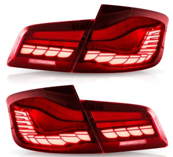 Voll LED Upgrade Design Rückleuchten für BMW 5er F10 Lim. 10-16 rot in OLED Technik mit dynamischem Blinker