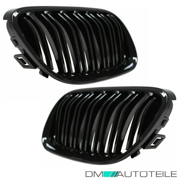 Set Doppelsteg Kühlergrill Schwarz GLANZ Performance passt für BMW E92 E93 LCI