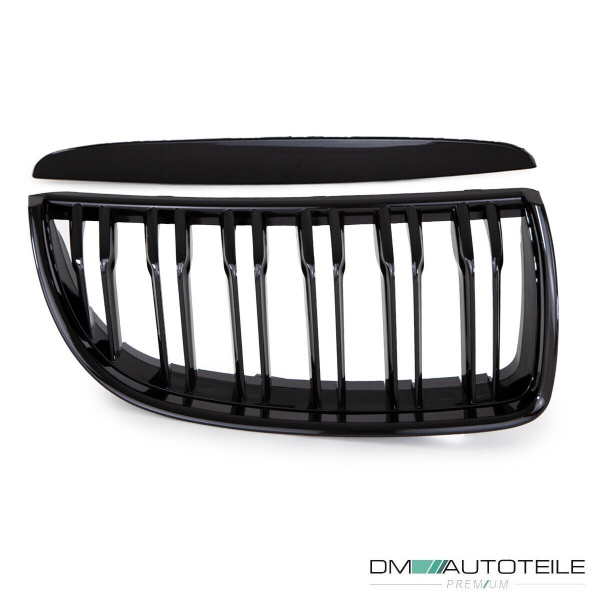 2x Doppelsteg Kühlergrill Schwarz Glänzend passend für BMW 3er E90 E91 bj. 05-08 + M M3