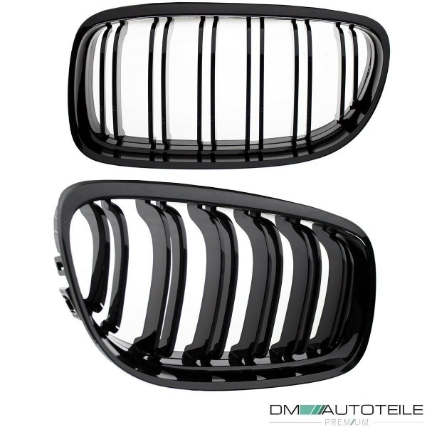 2x Kühlergrill Schwarz Hochglanz Doppelsteg passend für BMW 3er E90 E91 auch LCI 08-11 FACELIFT