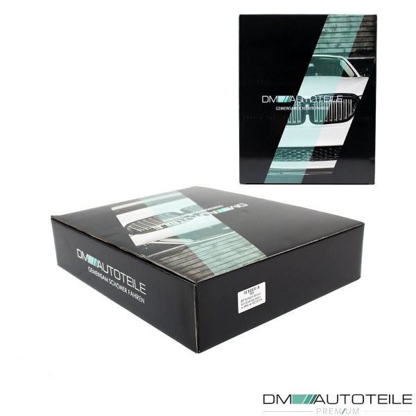 2x Kühlergrill Schwarz Glanz Doppelsteg +Emblemhalter passend für BMW 4er F32 F33 F36 auch M4 + M alle Modelle