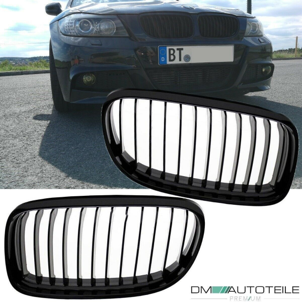 SET Kühlergrill Schwarz Hochglanz passend für BMW 3er E90 E91 LCI bj. 08-11 FACELIFT