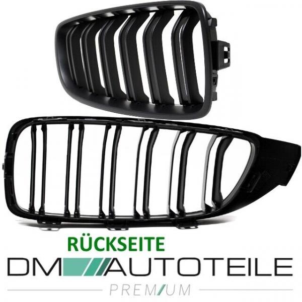 Set Kühlergrill Doppelsteg Schwarz Matt passend für BMW 4er F32 F33 F36 auch für M M4