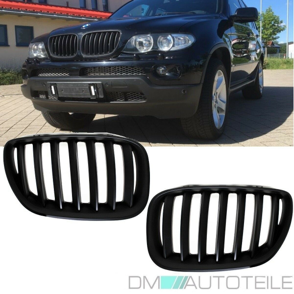 Satz Kühlergrill Schwarz Matt passend für BMW X5 E53 Facelift 2003-2007 LCI +M