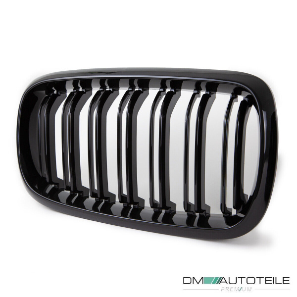 2x Kühlergrill SET Schwarz Glanz Doppelsteg passend für BMW X5 F15 +X6 F16 13-17