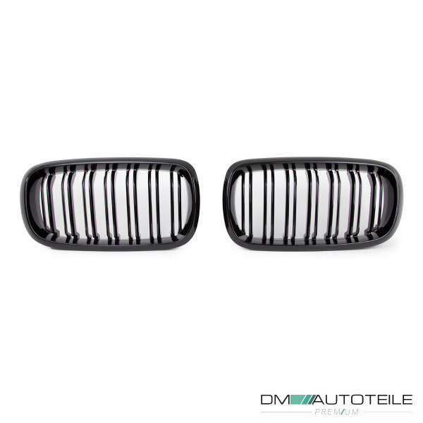 2x Kühlergrill SET Schwarz Glanz Doppelsteg passend für BMW X5 F15 +X6 F16 13-17