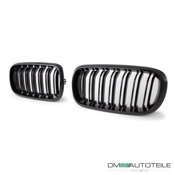 2x Kühlergrill SET Schwarz Glanz Doppelsteg passend für BMW X5 F15 +X6 F16 13-17