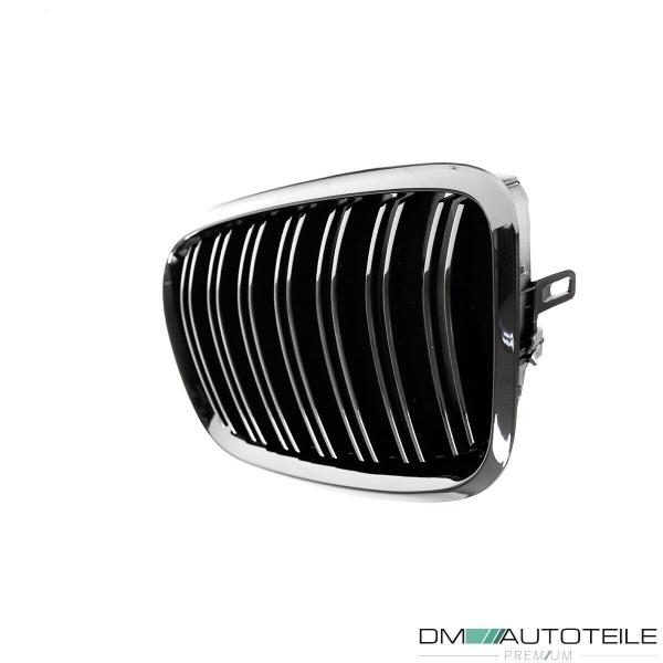 SATZ Kühlergrill Schwarz Glanz Doppelsteg passend für BMW X5 E70 06-13 + BMW X6 E71 E72 08-15