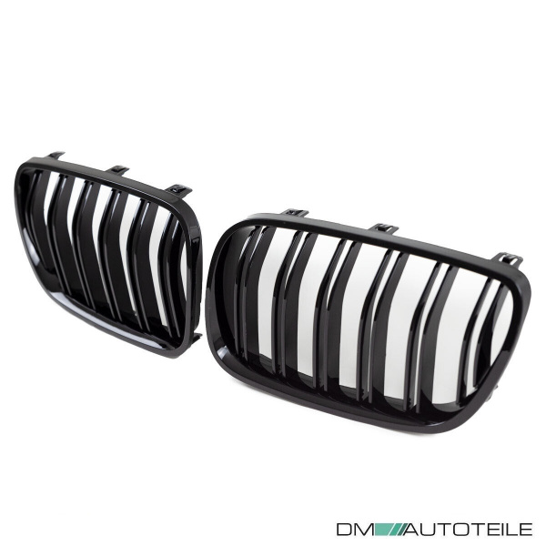 Satz Kühlergrill SET Schwarz Hochglanz Doppelsteg passend für BMW X3 E83 LCI 06-11
