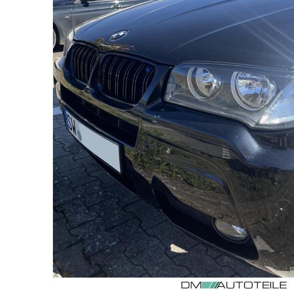 Satz Kühlergrill SET Schwarz Hochglanz Doppelsteg passend für BMW X3 E83 LCI 06-11