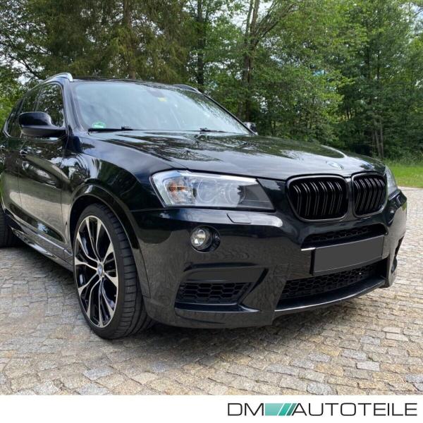 2x Kühlergrill SET Schwarz Hochglanz Sport Doppelsteg passend für BMW X3 F25 10-