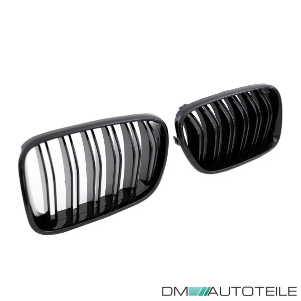 2x Kühlergrill SET Schwarz Hochglanz Sport Doppelsteg passend für BMW X3 F25 10-
