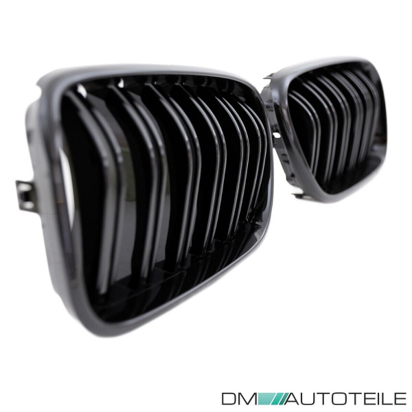 2x Kühlergrill SET Schwarz Hochglanz Sport Doppelsteg passend für BMW X3 F25 10-