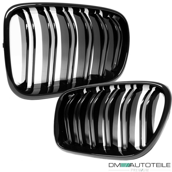 2x Kühlergrill SET Schwarz Hochglanz Sport Doppelsteg passend für BMW X3 F25 10-