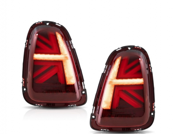 VOLL LED Lightbar Union Jack Design Rückleuchten für Mini Cooper R56/R57/R58/R59 11-15 rot/klar