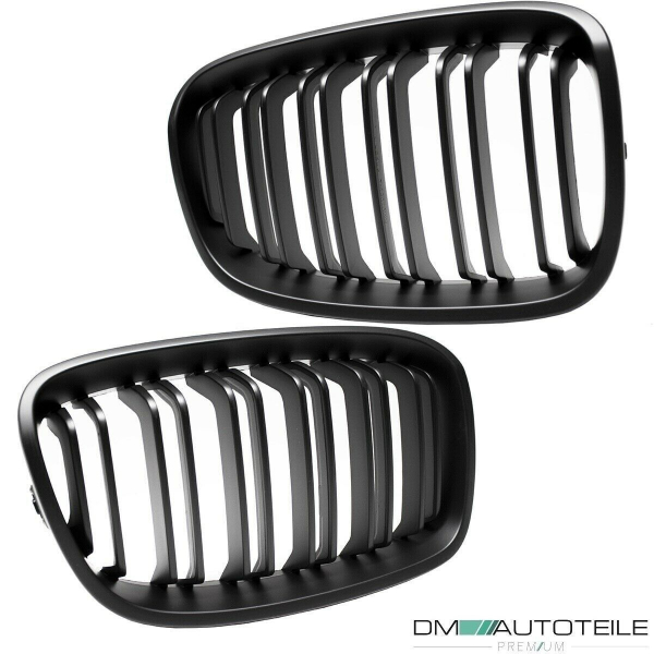 Set Doppelsteg Kühlergrill Schwarz Matt passend für BMW F20 F21 vor Facelift bj 11-15