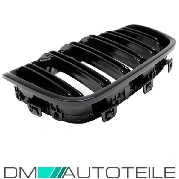 SET Doppelsteg Kühlergrill Grill Schwarz Glanz passt für BMW 1er F20 F21 bj 2010-2015