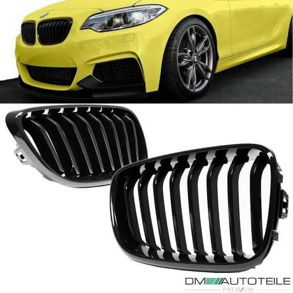 Sport-Performance Kühlergrill Grill Schwarz Glänzend passend für BMW 2er F22 F23 + M-Paket 14