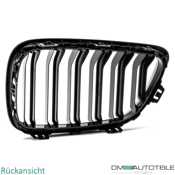 2x Doppelsteg Kühlergrill Grill Schwarz Glänzend passend für BMW 2er F22 F23 + M-Paket 14