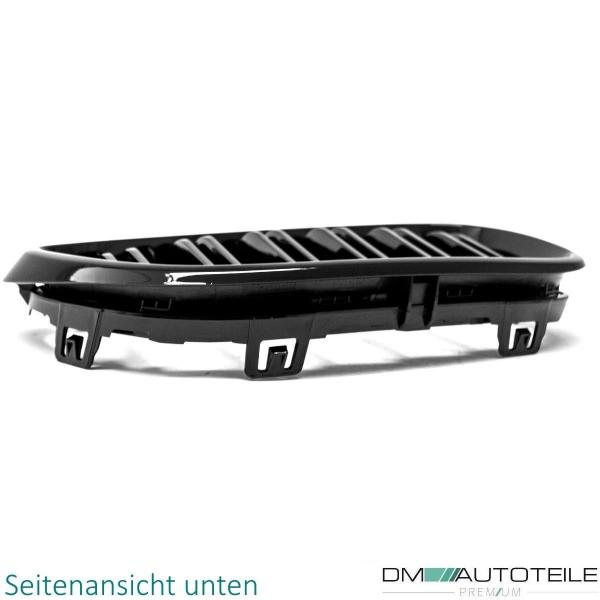 2x Doppelsteg Kühlergrill Grill Schwarz Glänzend passend für BMW 2er F22 F23 + M-Paket 14