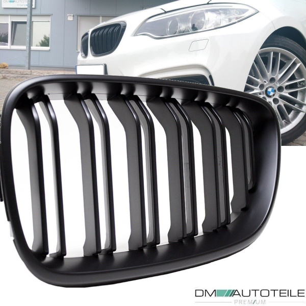 2x Doppelsteg Kühlergrill Grill Schwarz Matt passend für BMW 2er F22 F23 + M-Paket 14