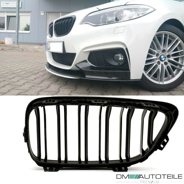 2x Doppelsteg Kühlergrill Grill Schwarz Matt passend für BMW 2er F22 F23 + M-Paket 14