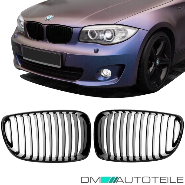 2x Kühlergrill Performance Schwarz Glanz SATZ passend für BMW 1er E87 E82 E88 Bj 07-11