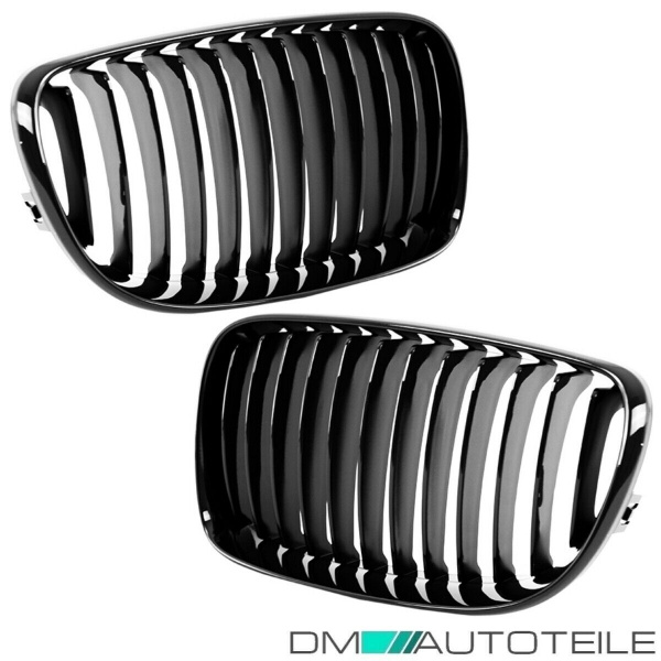 2x Kühlergrill Performance Schwarz Glanz SATZ passend für BMW 1er E87 E82 E88 Bj 07-11