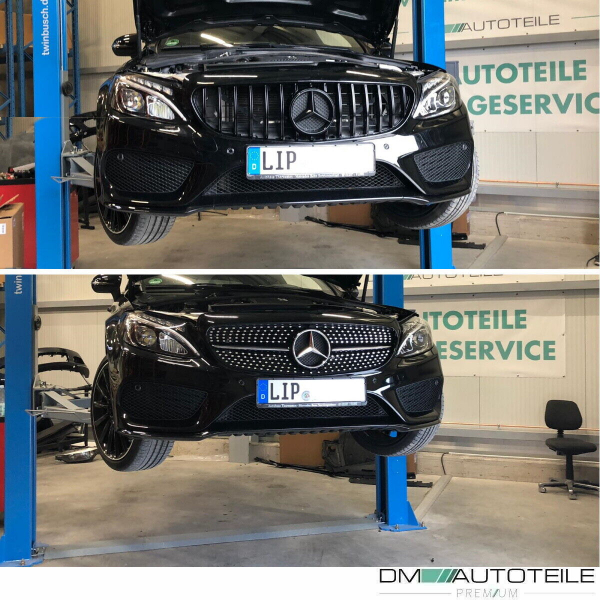 Kühlergrill Grill Schwarz Glanz passend für Mercedes C Klasse W205 S205 14-18 auf Sport-Panamericana GT