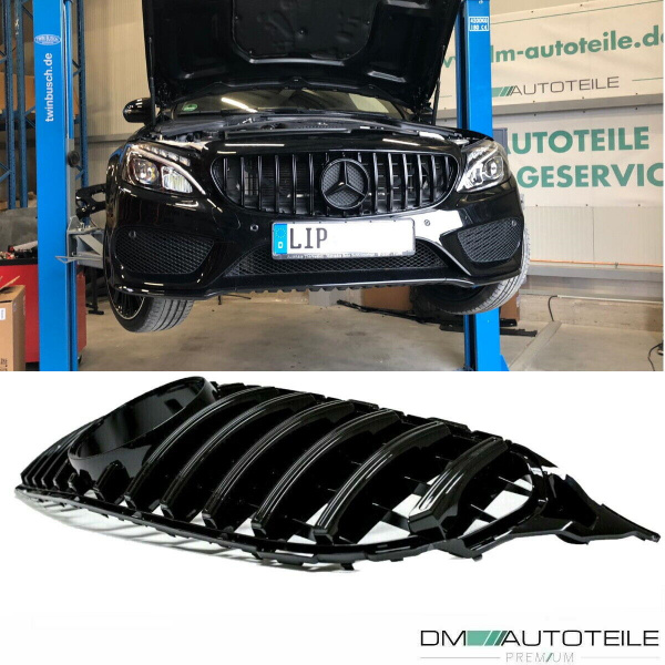 Kühlergrill Grill Schwarz Glanz passend für Mercedes C Klasse W205 S205 14-18 auf Sport-Panamericana GT
