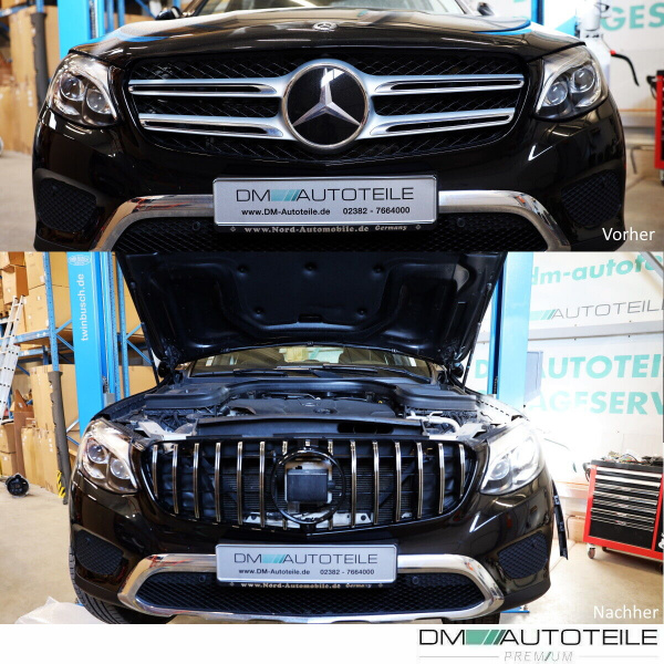 Kühlergrill Schwarz Chrom passend für Mercedes GLC X253 Bj ab 2015 auf Sport-Panamericana GT