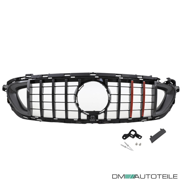 Kühlergrill Schwarz Carbon Glanz passend für Mercedes E Klasse W213 S213 Facelift Mopf ab 2020 auf Evo Sport Panamericana GT