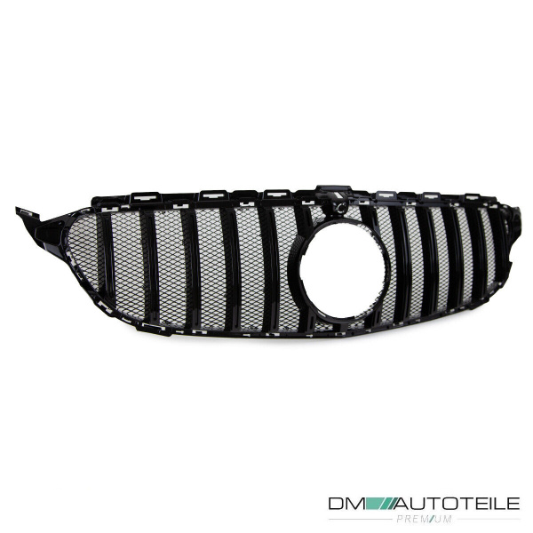 Kühlergrill Grill Schwarz Glanz +Race Gitter exklusiv passend für Mercedes C Klasse W205 S205 14-18 auf Sport-Panamericana GT